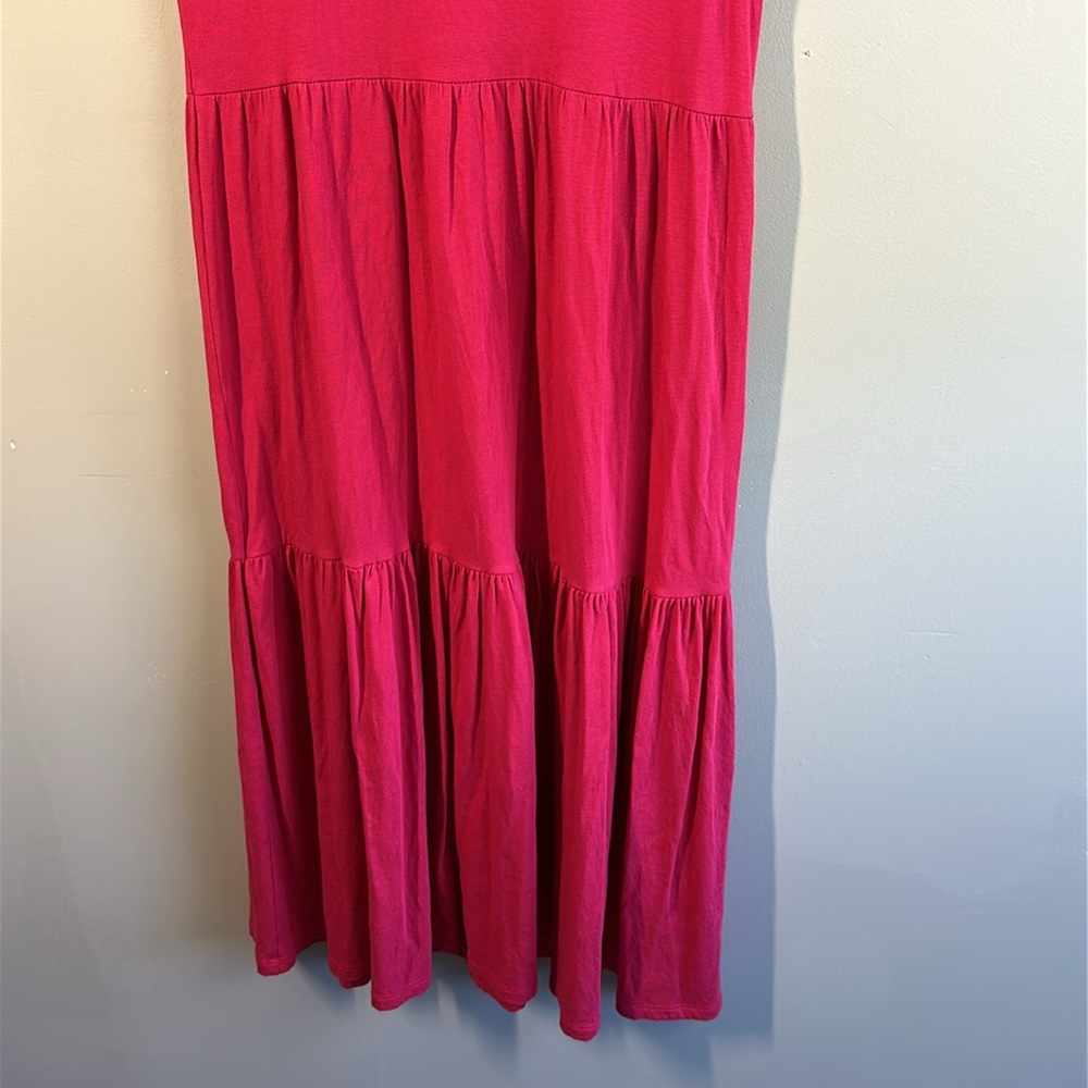 J. Crew Factory Womens Pink Lagenlook Tiered V-Neck Midi Dress Size Medium Midi - Picture 4 of 11